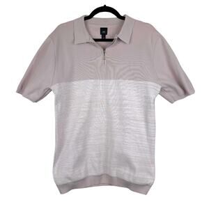 River Island Lilac Zipper Lightweight Sweater Polo Collar Short Sleeve Tee - XL